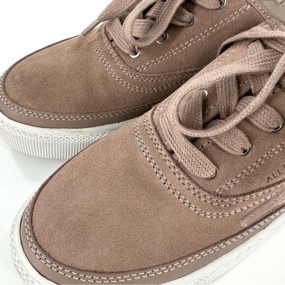 NEW AllSaints Bella Suede Low Top Sneakers Dirty Pink Size 8/38 NEW - Picture 3 of 15